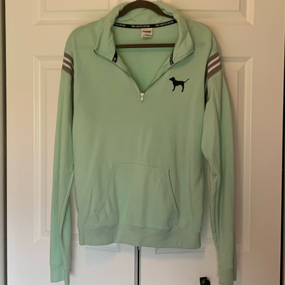 Victoria’s Secret PINK Mint Half Zip Crewneck